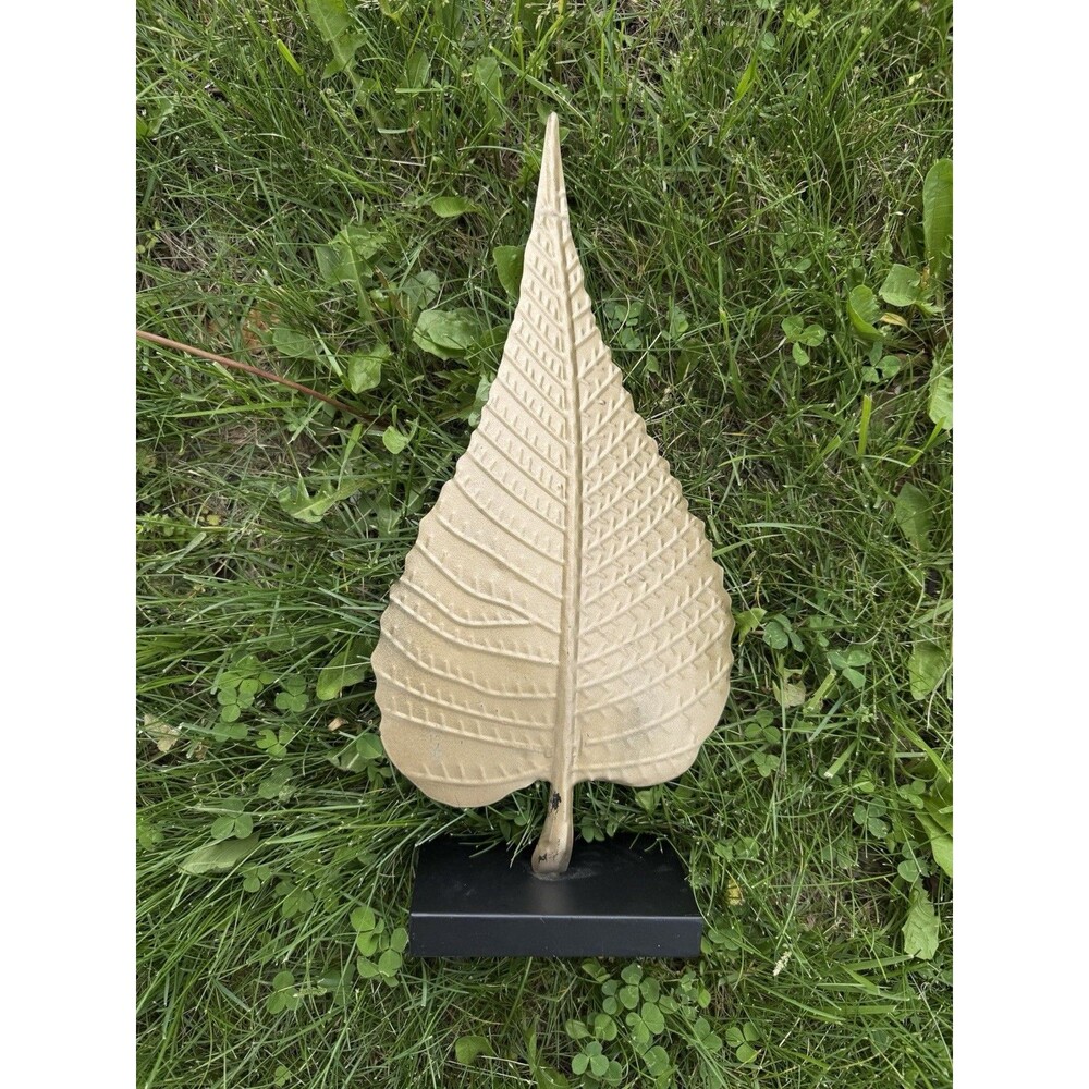 Metal Leaf Tree Sculpture on Wood Base – Rustic Nature Tabletop Décor ~12”